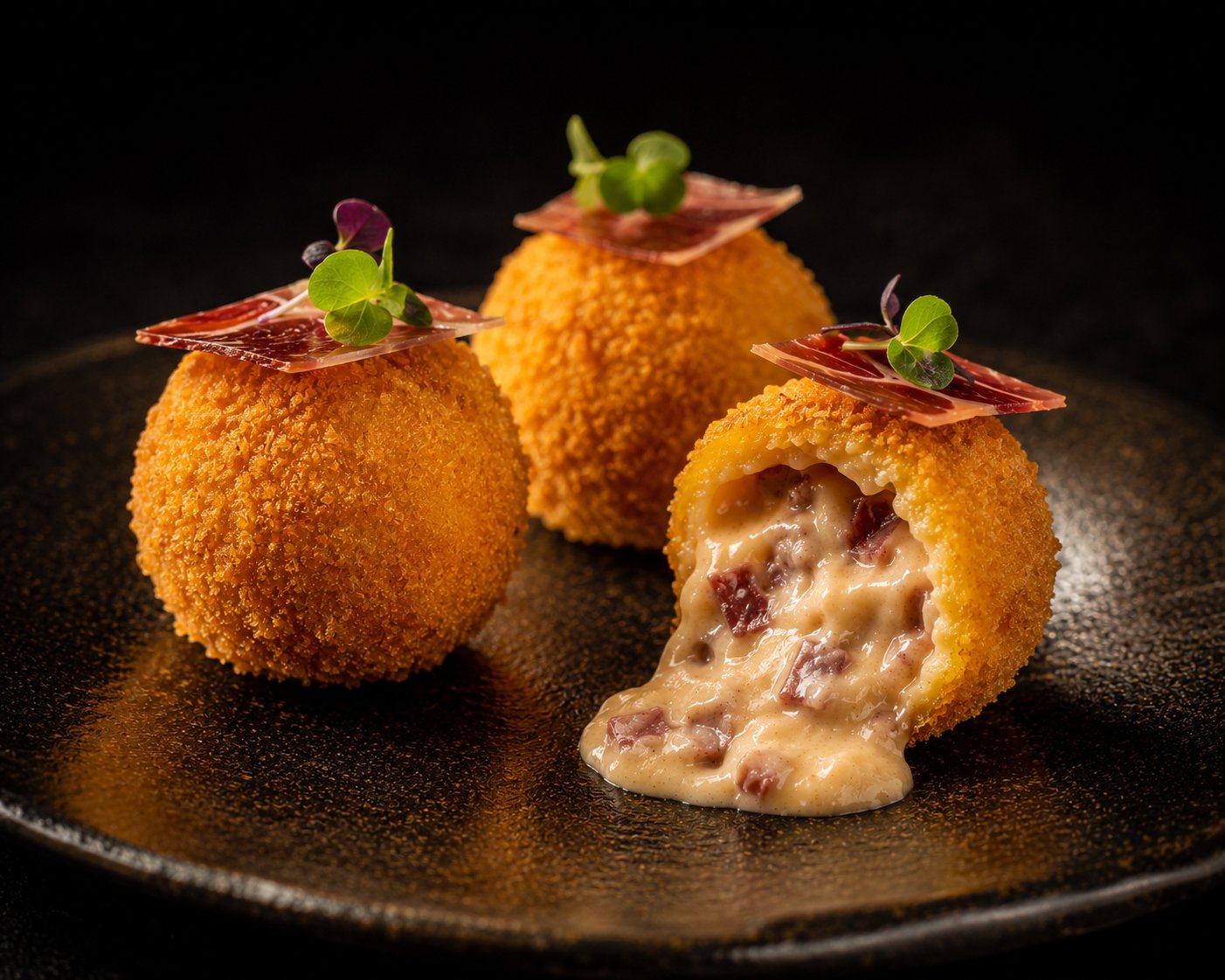 Croqueta líquida de jamón ibérico de bellota
